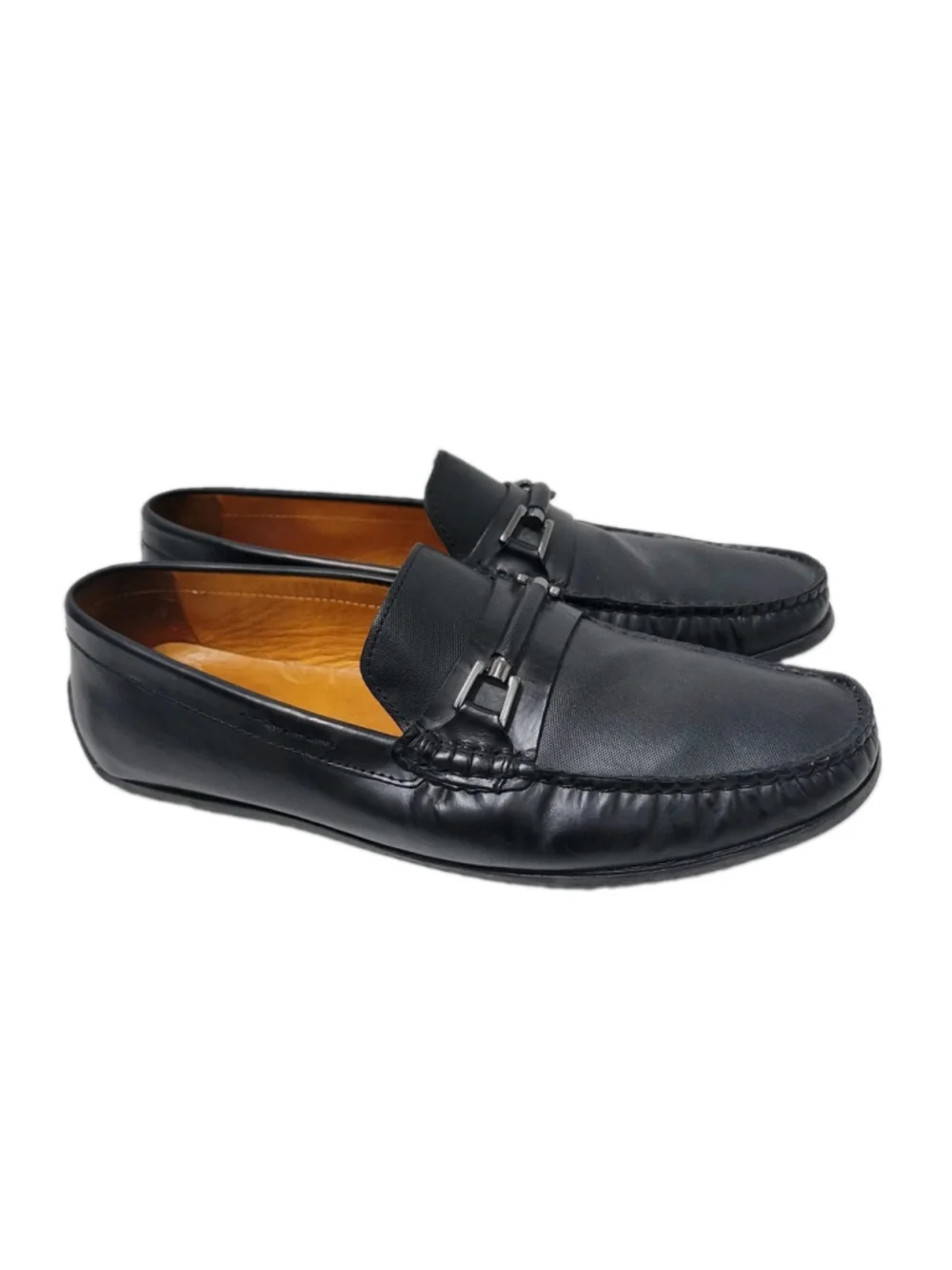 Donald Pliner Imari Black Leather Slip-On Moccasin Driving Loafer Men Size 11M